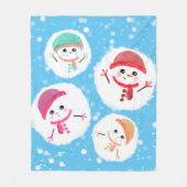 Snowball en Snowman Blue Fleece Deken (Voorkant)