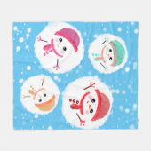 Snowball en Snowman Blue Fleece Deken (Voorkant (Horizontaal))