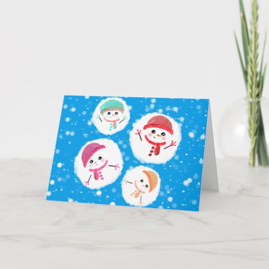 Snowball en Snowman Blue Kaart (Voorkant)