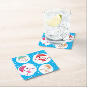 Snowball en Snowman Blue Kartonnen Onderzetters (Insitu)