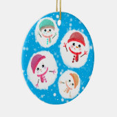 Snowball en Snowman Blue Keramisch Ornament (Rechts)
