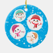 Snowball en Snowman Blue Keramisch Ornament (Achterkant)