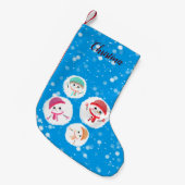 Snowball en Snowman Blue Kleine Kerstsok (Voorkant (Hangend))