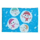 Snowball en Snowman Blue Kussensloop (Achterkant)