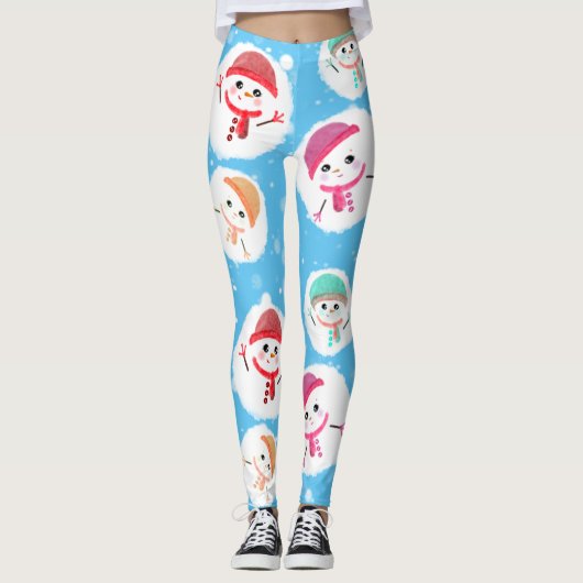 Snowball en Snowman Blue Leggings (Voorkant)