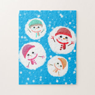 Snowball en Snowman Blue Legpuzzel