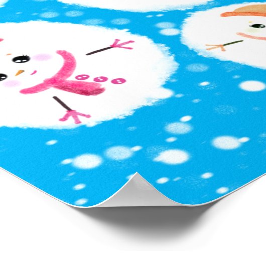 Snowball en Snowman Blue Poster (Hoek)