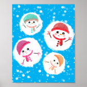 Snowball en Snowman Blue Poster (Voorkant)