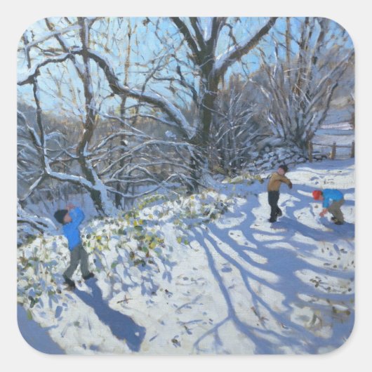 Snowball Fight 2007 Vierkante Sticker (Voorkant)