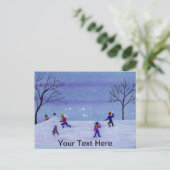 Snowball Fight Briefkaart (Staand voorkant)