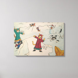 Snowball Fight Canvas Afdruk