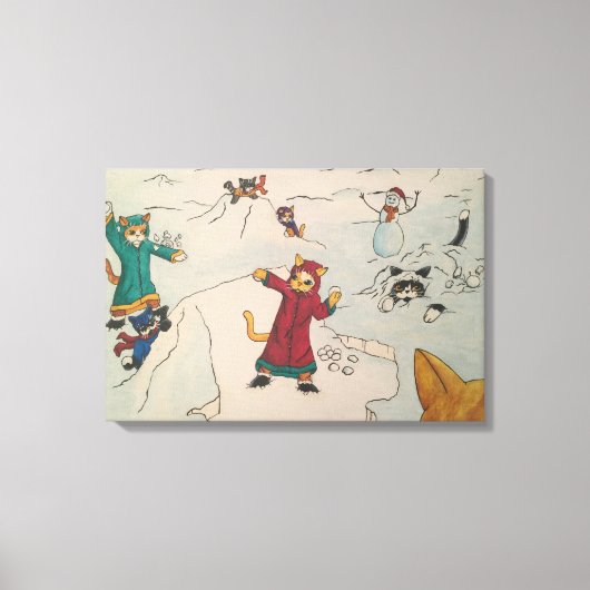 Snowball Fight Canvas Afdruk (Voorkant)