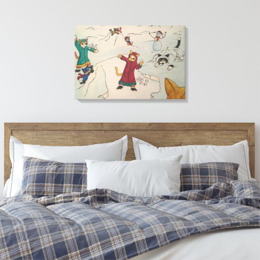 Snowball Fight Canvas Afdruk (Insitu (Slaapkamer))