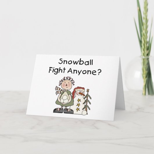 Snowball Fight Feestdagen Kaart (Voorkant)
