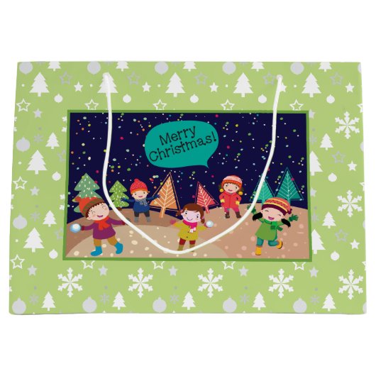 Snowball Fight Gift Bag Large Cadeautasje (Voorkant)