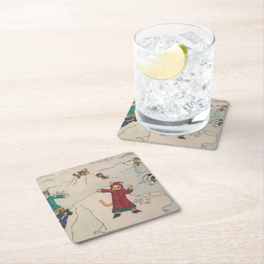 Snowball Fight Kartonnen Onderzetters (Insitu)