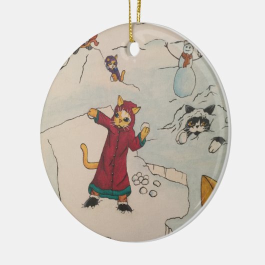 Snowball Fight Keramisch Ornament (Links)