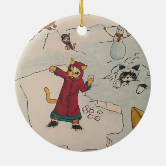 Snowball Fight Keramisch Ornament (Achterkant)