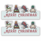 Snowball Fight Penguins Merry kerstCartoon Sticker (Voorkant)