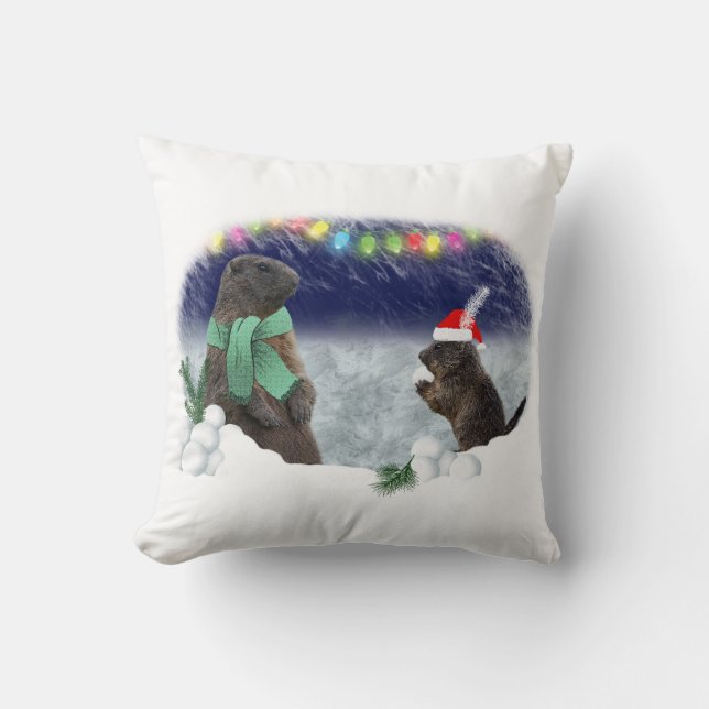 Snowball Fight Pillow Kussen (Voorkant)