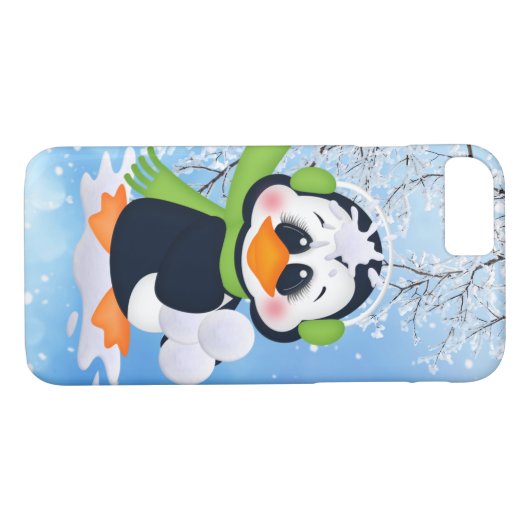 Snowball-gevechten met kerstpinguïn 7 hoesje (Achterkant (Horizontaal))