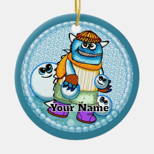 Snowball Monster Keramisch Ornament (Voorkant)