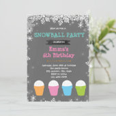 Snowball party verjaardagsuitnodiging kaart (Staand voorkant)