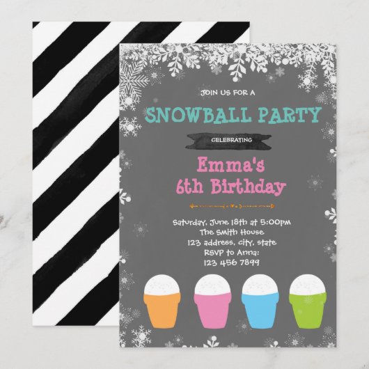 Snowball party verjaardagsuitnodiging kaart (Voorkant / Achterkant)