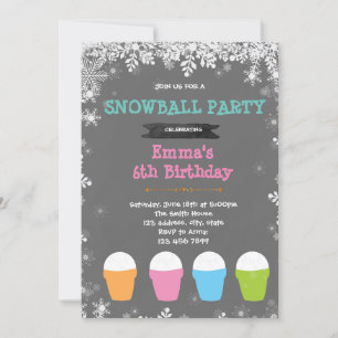 Snowball party verjaardagsuitnodiging kaart