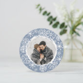 Snowball Round Holiday-fotokaart | Sky Feestdagenkaart (Staand voorkant)