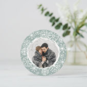 Snowball Round Holiday-fotokaart | Spruce Feestdagenkaart (Staand voorkant)