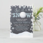 Snowball Snowflakes Winter Party uitnodiging (Staand voorkant)