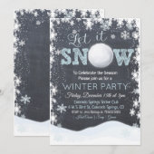 Snowball Snowflakes Winter Party uitnodiging (Voorkant / Achterkant)