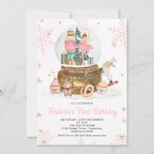 Snowball Wereldbol Nutcracker Sugar Plum Fairy Swe Kaart (Voorkant)