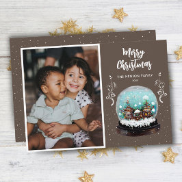 Snowball Winter Village Photo Merry Kerstry Feestdagenkaart