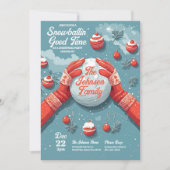 Snowballin' Fun Uniek Kerstfeest Kaart (Voorkant)