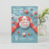 Snowballin' Fun Uniek Kerstfeest Kaart (Staand voorkant)