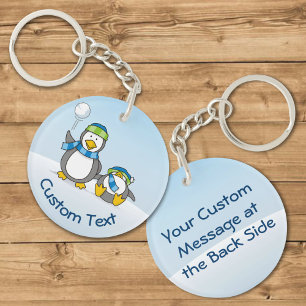 Snowballing Penguins Sleutelhanger