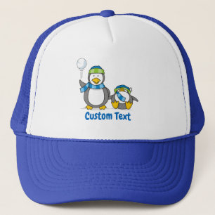 Snowballing penguins trucker hat pet