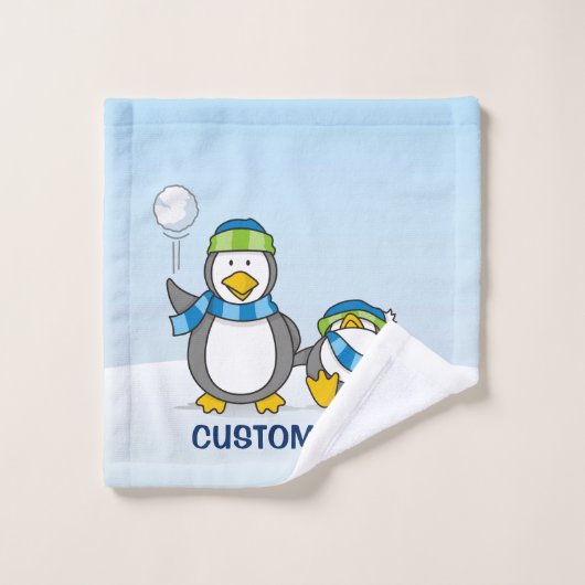 Snowballing pinguïns bad handdoek (Wasdoekje)