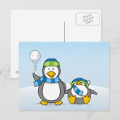Snowballing pinguïns briefkaart (Voorkant / Achterkant)