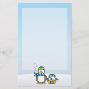 Snowballing pinguïns briefpapier
