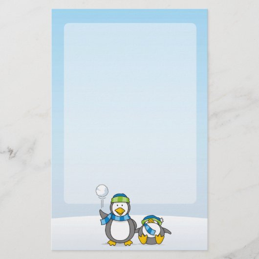 Snowballing pinguïns briefpapier (Voorkant)