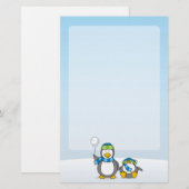 Snowballing pinguïns briefpapier (Voorkant / Achterkant)