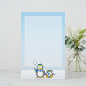 Snowballing pinguïns briefpapier (Staand voorkant)