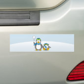 Snowballing pinguïns bumpersticker (Op auto)