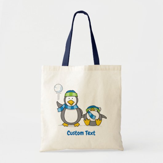 Snowballing pinguins canvas tas (Voorkant)