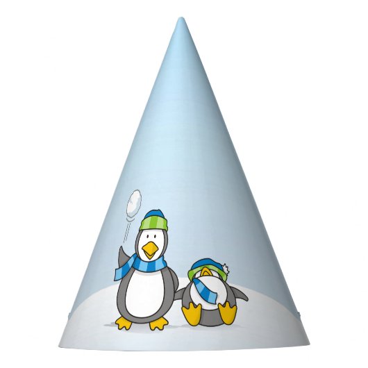 Snowballing pinguïns feesthoedjes (Voorkant)