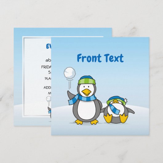 Snowballing pinguïns kaart (Voorkant / Achterkant)