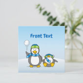 Snowballing pinguïns kaart (Staand voorkant)